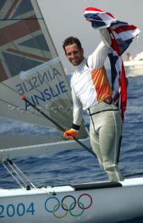 Athens 21 08 2004. Olympic Games 2004  . Finn. BEN AINSLIE  (GBR) . Gold Medal in Athens