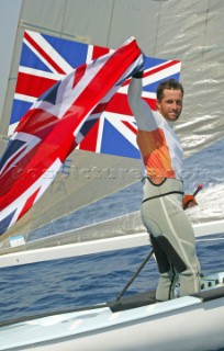 Athens 21 08 2004. Olympic Games 2004  . Finn. BEN AINSLIE  (GBR) . Gold Medal in Athens