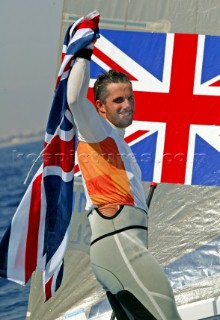 Athens 21 08 2004. Olympic Games 2004  . Finn. BEN AINSLIE  (GBR) . Gold Medal in Athens