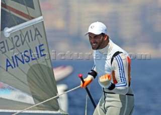 Athens 21 08 2004. Olympic Games 2004  . Finn. BEN AINSLIE  (GBR) . Gold Medal in Athens