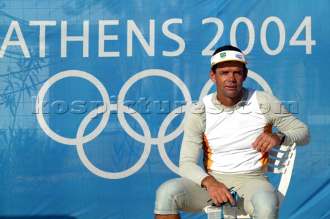 Athens 23 08 2004 Olympic Games 2004   Star TORBEN GRAEL BRA Luna Rossa Tactitian Torben Grael leadi