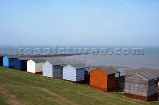 Beachhuts and Whitstable shingle street  Whitstable Kent