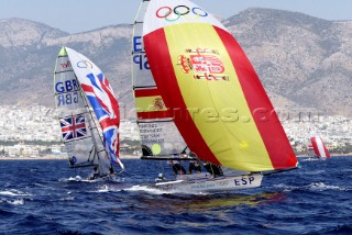 2004 OLYMPIC GAMES (PHOTO: LEO MASON):49ers Spain leading GBR