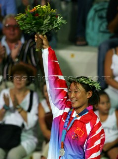 Athens 25 08 2004. Olympic Games 2004  . Mistral F. JIAN YIN (CHN) Silver