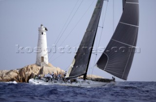 Rolex Maxi World Championship 2004 in Porto Cervo Sardinia. Yacht with canting keel Pyewacket.