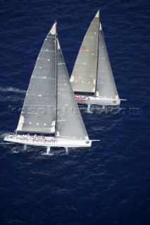 Rolex Maxi World Championship 2004 in Porto Cervo Sardinia. Pyewacket and Wild Oats.