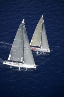 Rolex Maxi World Championship 2004 in Porto Cervo Sardinia. Pyewacket and Wild Oats.