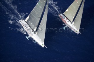 Rolex Maxi World Championship 2004 in Porto Cervo Sardinia.  Pyewacket and Wild Oats.