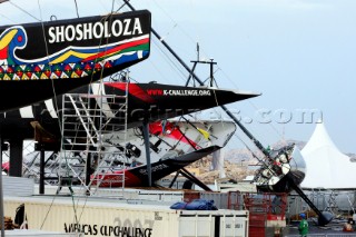 Marseille  12 09 2004. Marseille Louis Vuitton ACT 1. At 2.30 am a squall with 67 knots of wind struck the Americas Cup base in Marseille where Emirates Team New Zealand, BMW ORACLE RACING and Team Alinghi suffered heavy damage.