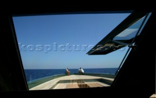 Luca Bassani, founder and owner of Wally Yachts, onboard his new WallyPower superyacht.