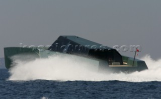 Luca Bassani, founder and owner of Wally Yachts, onboard his new WallyPower superyacht.