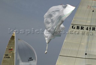 Porto Cervo - 14 09 2004. Swan ROLEX Cup. First day race. Swan 45 McFly and Wisc.