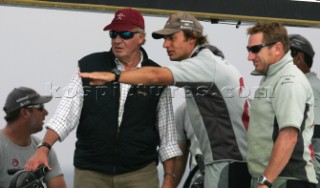 Valencia - 07 10 2004. Valencia Louis Vuitton Cup ACT 2 & 3. Juan©Carlos de Borbon, King of Spain,  with Ernesto Bertarelli on bord of AlinghiValencia Louis Vuitton ACT 2&3