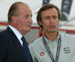 Valencia - 07 10 2004. Valencia Louis Vuitton Cup ACT 2 & 3. Juan©Carlos de Borbon, King of Spain and Ernesto Bertarelli, President of Team Alinghi. Photo:©Carlo Borlenghi.