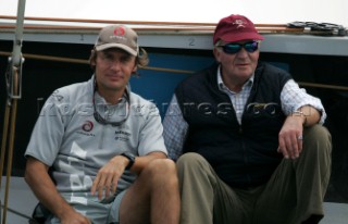 Valencia - 07 10 2004. Valencia Louis Vuitton Cup ACT 2 & 3. Juan©Carlos de Borbon, King of Spain,  with Ernesto Bertarelli on bord of Alinghi.