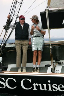 Valencia - 07 10 2004. Valencia Louis Vuitton Cup ACT 2 & 3. Juan©Carlos de Borbon, King of Spain,  with Ernesto Bertarelli on bord of Alinghi.