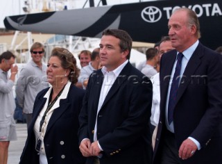 Valencia - 07 10 2004. Valencia Louis Vuitton Cup ACT 2 & 3. Rita Barbera Nolla, Major of valencia, Michel Bonnefous, President of ACM and Juan©Carlos de Borbon, King of Spain.