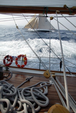 On board classic yacht Eleanora during the Voiles de St Tropez 2004