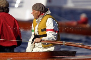 Dragon 75th Anniversary Regatta 2004 - St Tropez. Borge Borresson at 86 years of age has not missed a Dragon Gold Cup in 50 years.