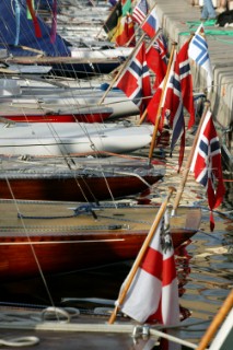 75th Anniversary Regatta of the Dragon Class 2004 - dockside St Tropez. Danish ensigns.