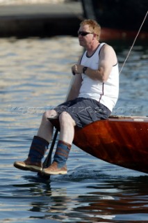 Man paddling a Dragon wearing Dubarry boots