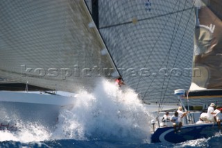 Collision between Mari Cha V and Venom W60. Marie Cha V during Antigua Race Week 2004