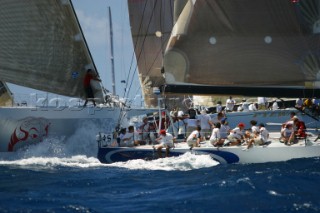 Collision between Mari Cha V and Venom W60. Antigua Race Week 2004