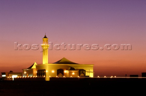 Mosque under colourful sunset sky Dubai  MosqueUnited Arab Emirates