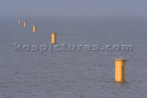 Construction of Windfarm on the Kentish flats in the Thames estuary off Whitstble Kent 