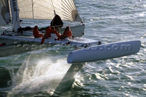 The French foiled trimaran Hydroptere