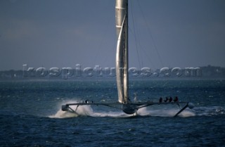 The French foiled trimaran Hydroptere