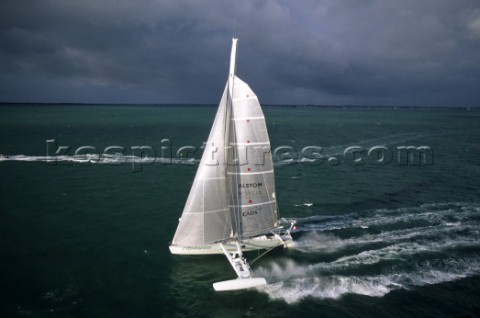 The French foiled trimaran Hydroptere