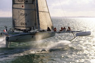 The French foiled trimaran Hydroptere