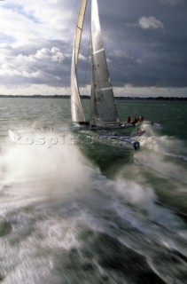 The French foiled trimaran Hydroptere