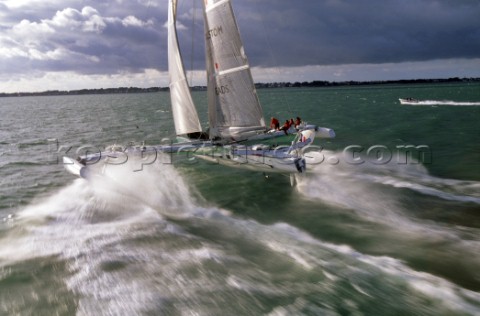 The French foiled trimaran Hydroptere