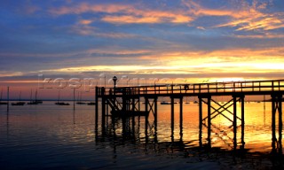 Jetty at sunrise. Yarmouth, IW.