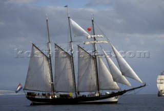 Three masted schooner Osterschelde under way