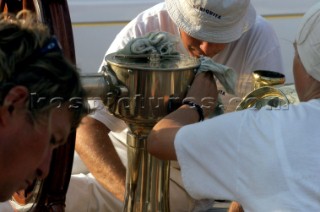 Crew on baord classic yacht Mariquita at Les Regates Royales Cannes (FRA) September 2004