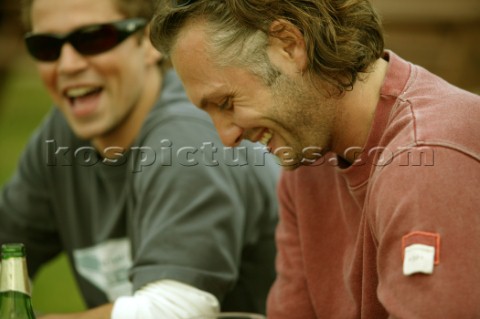 Two men enjoying a beer