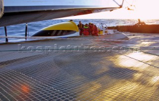 Maxi Catamaran Cheyenne on a 24 hour charge from Plymouth to Antwerp for loading on a ship to the Middle East