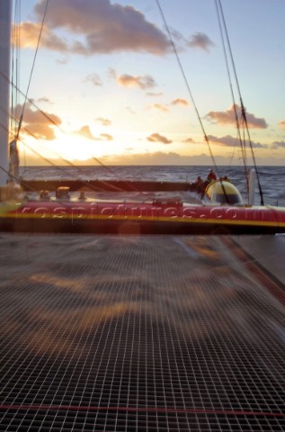 Maxi Catamaran Cheyenne on a 24 hour charge from Plymouth to Antwerp for loading on a ship to the Mi