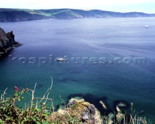 Boat anchored off The Rags near Salcombe, South Devon