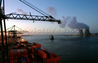 Smoking factory chimneys from Port of Antwerp