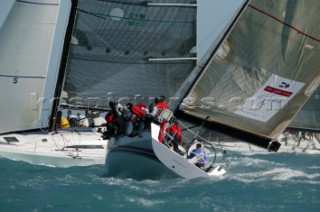 The big boat racing IMS and TP52 fleets racing Key West Race Week 2005