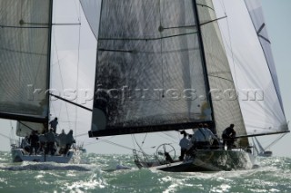 The big boat racing IMS and TP52 fleets racing Key West Race Week 2005. Esmeralda.