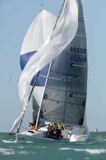 J105 gybing asymetrics at Key West Race Week 2005