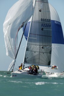 J105 gybing asymetrics at Key West Race Week 2005