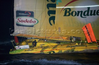 Jean le Cam on board Bonduelle finishes in 2nd place in the 2004/5 Vendee Globe with a time of 87 days 17 hours 20 minutes and 8 seconds