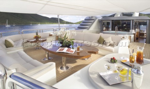 Awning over aft deck of superyacht