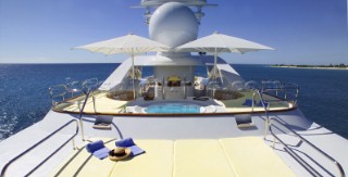 Sun shades and jacuzzi on superyacht